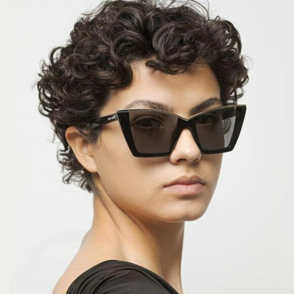 NEW Saint Laurent SL570 001 Black Gold Cat Eye Women Sunglasses - Picture 8 of 16